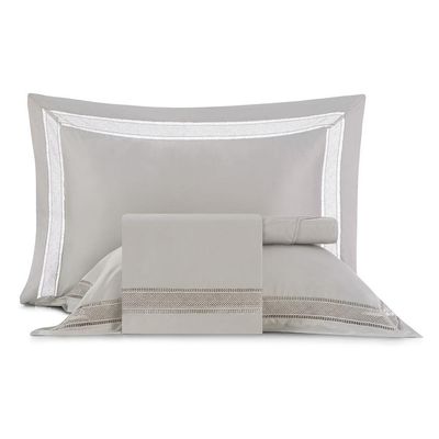 Jogo De Cama Queen Altenburg Cetim Bambu 300 Fios Unitá Cinza