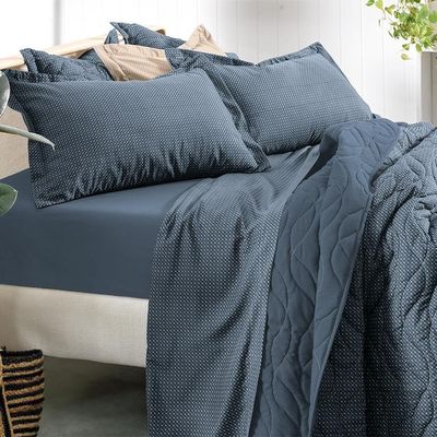 Jogo De Cama Queen 4 Peças Altenburg Toque Acetinado Slim Azul
