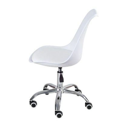 Kit 3 Cadeira Home Office Leda Giratória, Base Cromada Com Rodízios, Regulagem De Altura,branco
