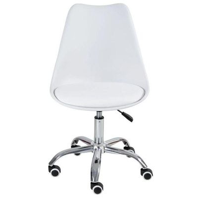 Kit 3 Cadeira Home Office Leda Giratória, Base Cromada Com Rodízios, Regulagem De Altura,branco