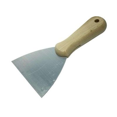 Espátula Rígida 10cm Cabo De Madeira - Aço Especial - Dtools