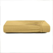 Lençol Com Elástico Altenburg Solteiro King Malha Fio Penteado Amarelo Mostarda