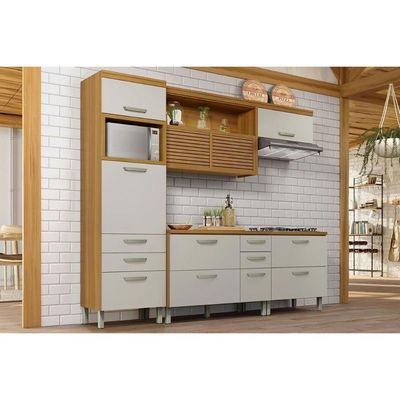 Kit Cozinha Modulada 4 Peças Princesa (1aéreo+2balcões+1paneleiro) C4p159 Freijo-off White - Nesher