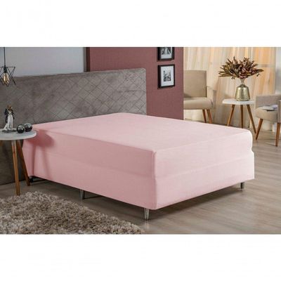 Lençol Com Elástico King Nobre 1 Peça Luva De Box 55cm De Altura Malha 100% Algodão - Rosa