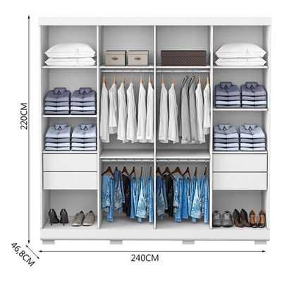 Guarda Roupa Casal Porto 8 Portas 4 Gavetas Branco Tx - Aramóveis