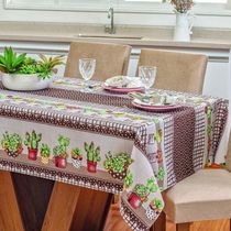 Toalha De Mesa Vilela Em Oxford Retangular 2,10m X 1,40m 100% Poliéster - Cactos
