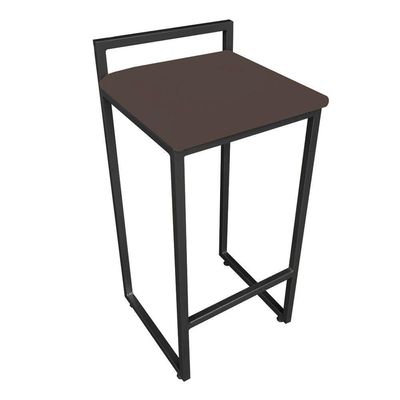 Banqueta Alta Lavinia Suede Marrom Base Preto