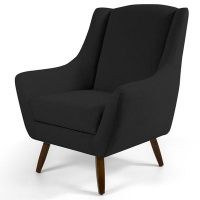 Poltrona Juliet Pés De Madeira B-300 Veludo Preto - Domi
