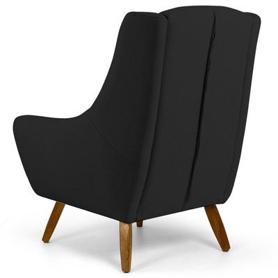 Poltrona Juliet Pés De Madeira B-300 Veludo Preto - Domi