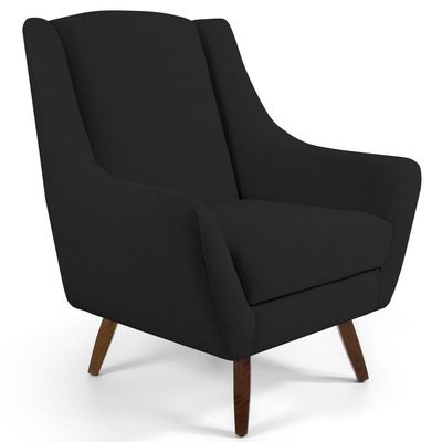 Poltrona Juliet Pés De Madeira B-300 Veludo Preto - Domi