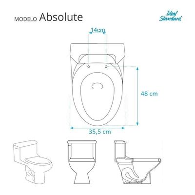 Assento Sanitario Poliester Absolute Azul Cobalto Para Vaso Ideal Standard