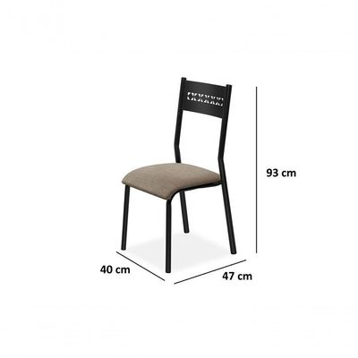 Jogo De Mesa 6 Cadeiras Titanium Tubo Preto Tampo Nogal