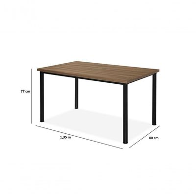 Jogo De Mesa 6 Cadeiras Titanium Tubo Preto Tampo Nogal