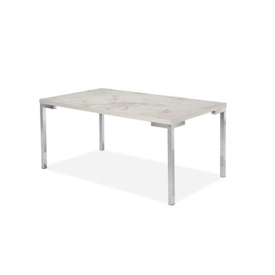 Conjunto Mesa Inovare Cromado Rt 1,60X0,90 Mdp E Cadeira Nobre Junco Cromado