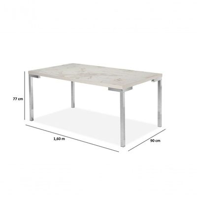 Conjunto Mesa Inovare Cromado Rt 1,60X0,90 Mdp E Cadeira Nobre Junco Cromado