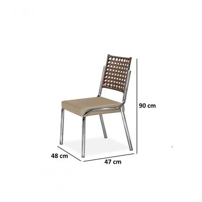 Conjunto Mesa Inovare Cromado Rt 1,60X0,90 Mdp E Cadeira Nobre Junco Cromado
