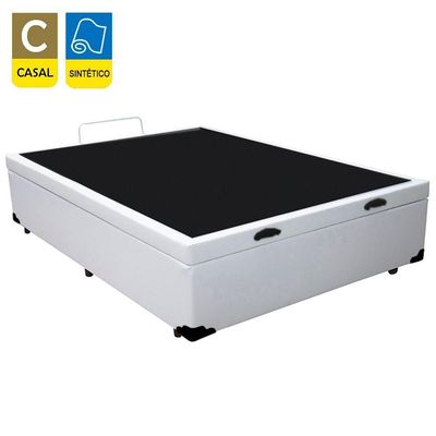 Cama Box Baú Casal Sintético Mega Cama Branco 138x188x45cm