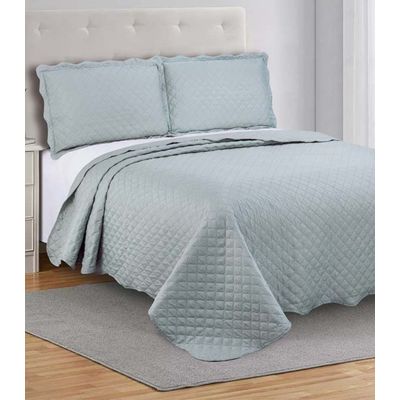 Colcha Grid King Camesa Cinza UN / Cinza