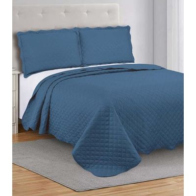 Colcha Grid Queen Camesa Azul UN / Azul
