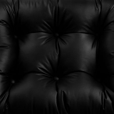 Poltrona Costela Corino + Puff Base Reforçada Metal Preto Preto