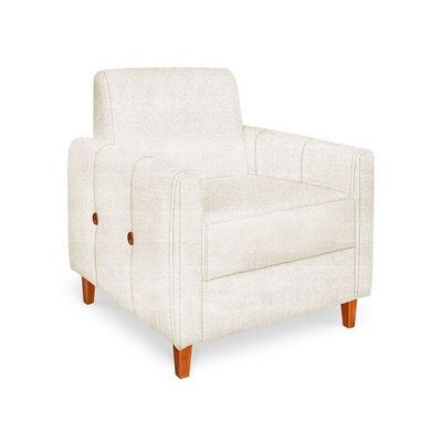 Poltrona Zoe Linho Natural Pés De Madeira - Pallazio