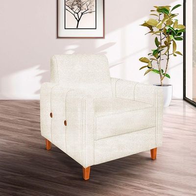 Poltrona Zoe Linho Natural Pés De Madeira - Pallazio