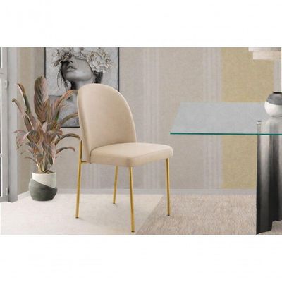 Cadeiras De Jantar Cecilia Pé Metal Dourado Courino Base Dourada-courino Bege