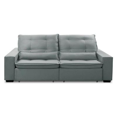 Sofa Retratil Reclinavel 2 Lugares 2,50m Atlantis Veludo Cinza Lansofbr