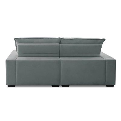 Sofa Retratil Reclinavel 2 Lugares 2,50m Atlantis Veludo Cinza Lansofbr