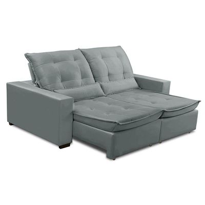 Sofa Retratil Reclinavel 2 Lugares 2,50m Atlantis Veludo Cinza Lansofbr