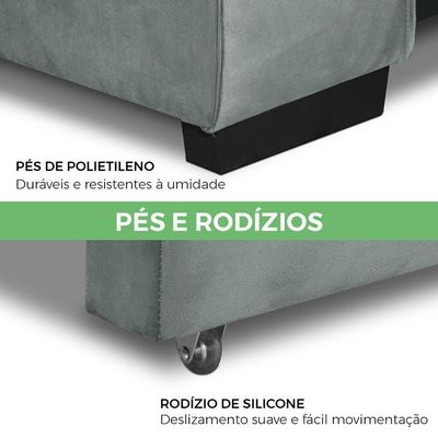 Sofa Retratil Reclinavel 2 Lugares 2,50m Atlantis Veludo Cinza Lansofbr