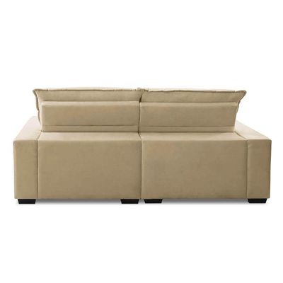 Sofa Retratil Reclinavel 2 Lugares 2,50m Atlantis Veludo Bege Lansofbr