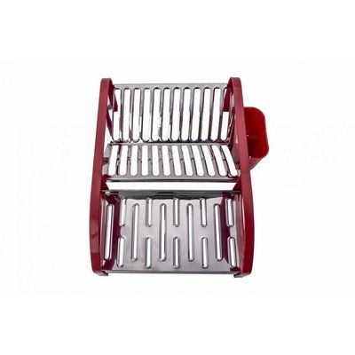 Escorredor 12 Prato Aço Inox Tipo Cama Vermelho