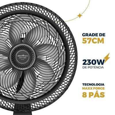 Ventilador 2 Em 1 Britânia Maxx Force 8 Pás 230W BVT50T 110V