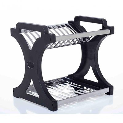 Escorredor 12 Pratos Inox Tipo Alto Lateral Em Pp Preto