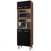 Paneleiro Alto Com Nicho Micro-ondas 4 Portas Lara Savana / Preto