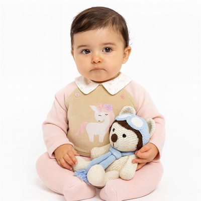 Amigurumi Urso Aviador de Crochê artesanal 13 cm