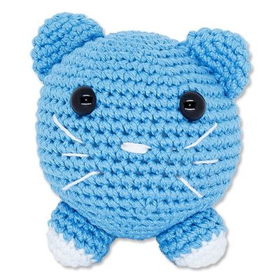 Amigurumi Bolinha Gatinho Azul 10cm Altura