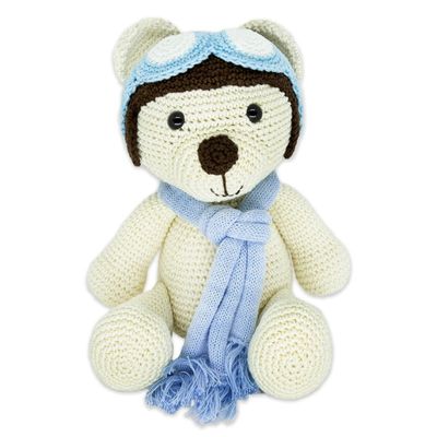 Amigurumi Urso Aviador de Crochê artesanal 13 cm