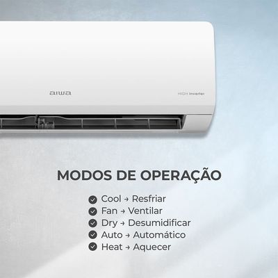 Ar Condicionado AIWA Split High Wall High Inverter 9.000 BTUs Quente e Frio AWS-AC-9QF-EU 220V