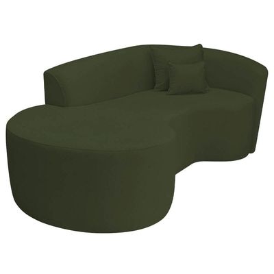 Kit Recamier Curvo Sala De Estar Inglaterra 150cm Lado Esquerdo E Poltrona Orgânica Linho Verde
