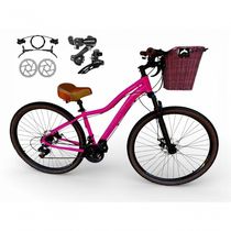 Bicicleta Aro 29 Feminina Absolute Hera Retrô Vintage Shimano 21v Hidráulica  Cesta Rosa Tam 15