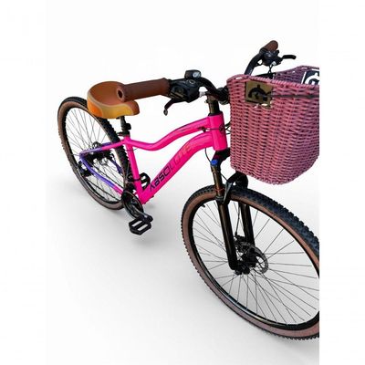 Bicicleta Aro 29 Feminina Absolute Hera Retrô Vintage 21v Hidráulica Selim  Cesta Rosa-lilas Tam 17