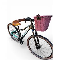Bicicleta Aro 29 Feminina Absolute Hera Retrô Vintage 21v Shimano Selim  Cesta Preto-azul Tam 17