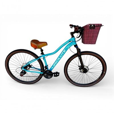 Bicicleta Aro 29 Feminina Absolute Hera Retrô Vintage 21v  Cesta Selim 2 Molas Azul Tam 17