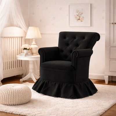 Poltrona Amentação Confortável Com Balanço Descanso Quarto Bebê Aconchego Suede Suede Preto
