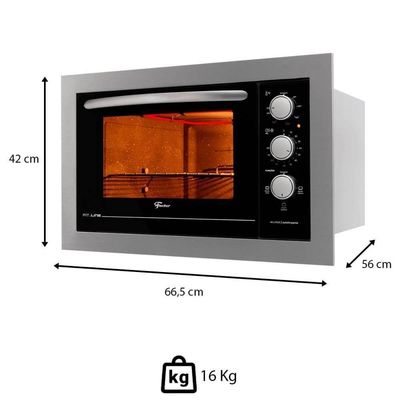 Kit Forno Elétrico 48L + Micro-ondas 25L Fischer Fit Line Embutir Inox 220v