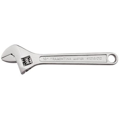 Chave Ajustável Para Porcas Tramontina Inglesa 10" 28mm Corpo Forjado Em Aço Carbono Cromado 4101651