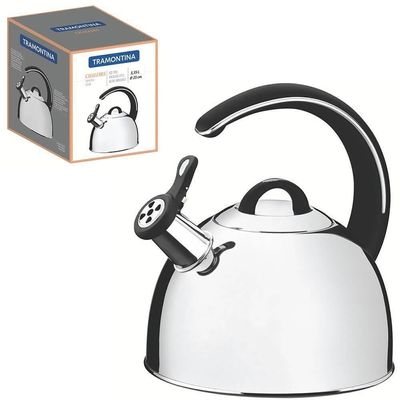 Chaleira Tramontina Com Apito Em Aço Inox Fundo Triplo Cabo Preto 3,3 L 61488213