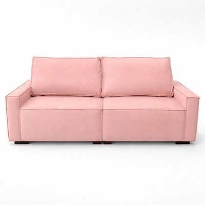 Sofá 3 Lugares Moderno Contemporâneo Sala Recepção Suede rosa